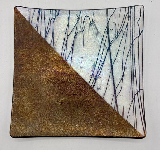 Kurt McVay Iridescent Fused Art Glass Plate Signed /j