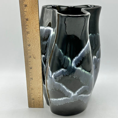 Vintage Royal Haeger Black Drip Glaze 9 Inch Vase R1946 /cb
