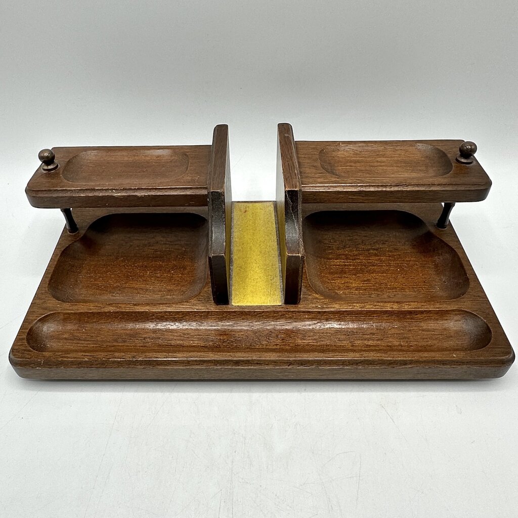 Vintage Swank Wood Valet 11 Inch Dresser/Desk Organizer MCM Japan /cb