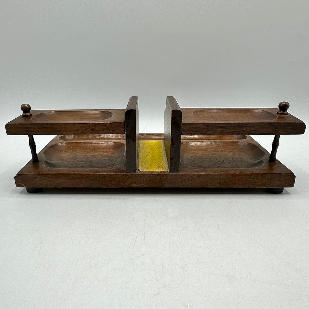 Vintage Swank Wood Valet 11 Inch Dresser/Desk Organizer MCM Japan /cb