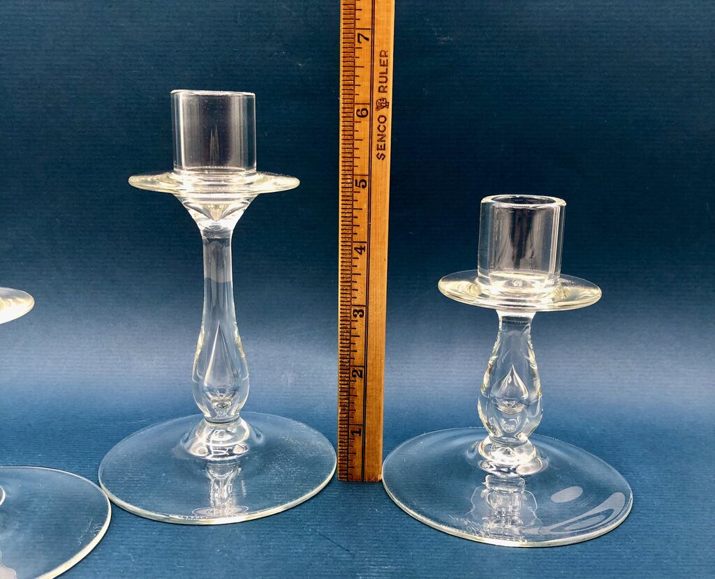 Vintage Pete Severn Blown Glass Teardrop Candlesticks Set/3 /b