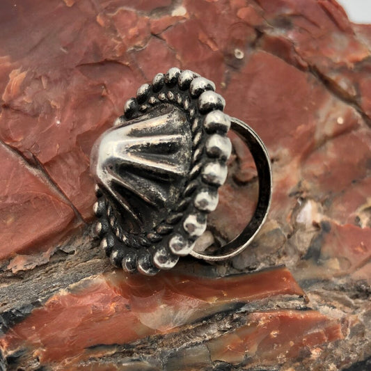 Vintage Stanford Native AmericanSterling Silver Domed Button Ring1920s-1950s /b