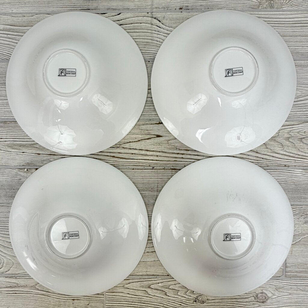 Set Of 4 Fortessa Large 12” Individual Pasta Bowls White Bone China /cb