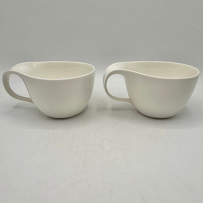 Set Of 2 DEAGOURMET Ninfea Classico Cappuccino Cups & Saucers Fine White Porcelain Made In Italy /cb