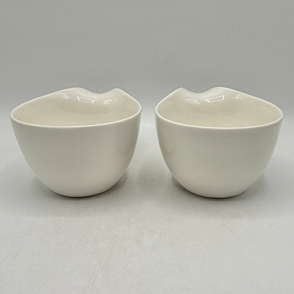 Set Of 2 DEAGOURMET Ninfea Classico Cappuccino Cups & Saucers Fine White Porcelain Made In Italy /cb