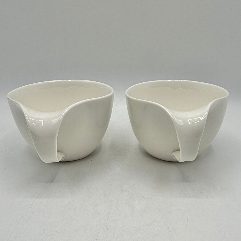 Set Of 2 DEAGOURMET Ninfea Classico Cappuccino Cups & Saucers Fine White Porcelain Made In Italy /cb