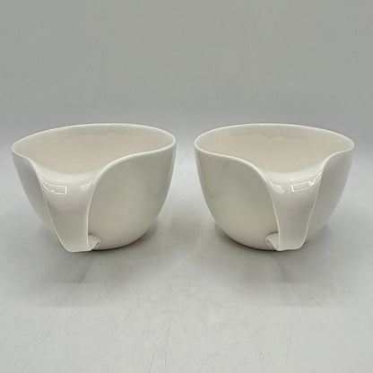 Set Of 2 DEAGOURMET Ninfea Classico Cappuccino Cups & Saucers Fine White Porcelain Made In Italy /cb