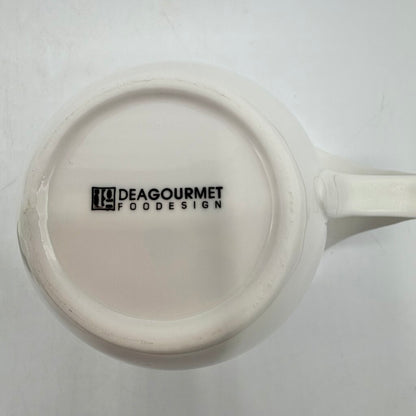 Set Of 2 DEAGOURMET Ninfea Classico Cappuccino Cups & Saucers Fine White Porcelain Made In Italy /cb