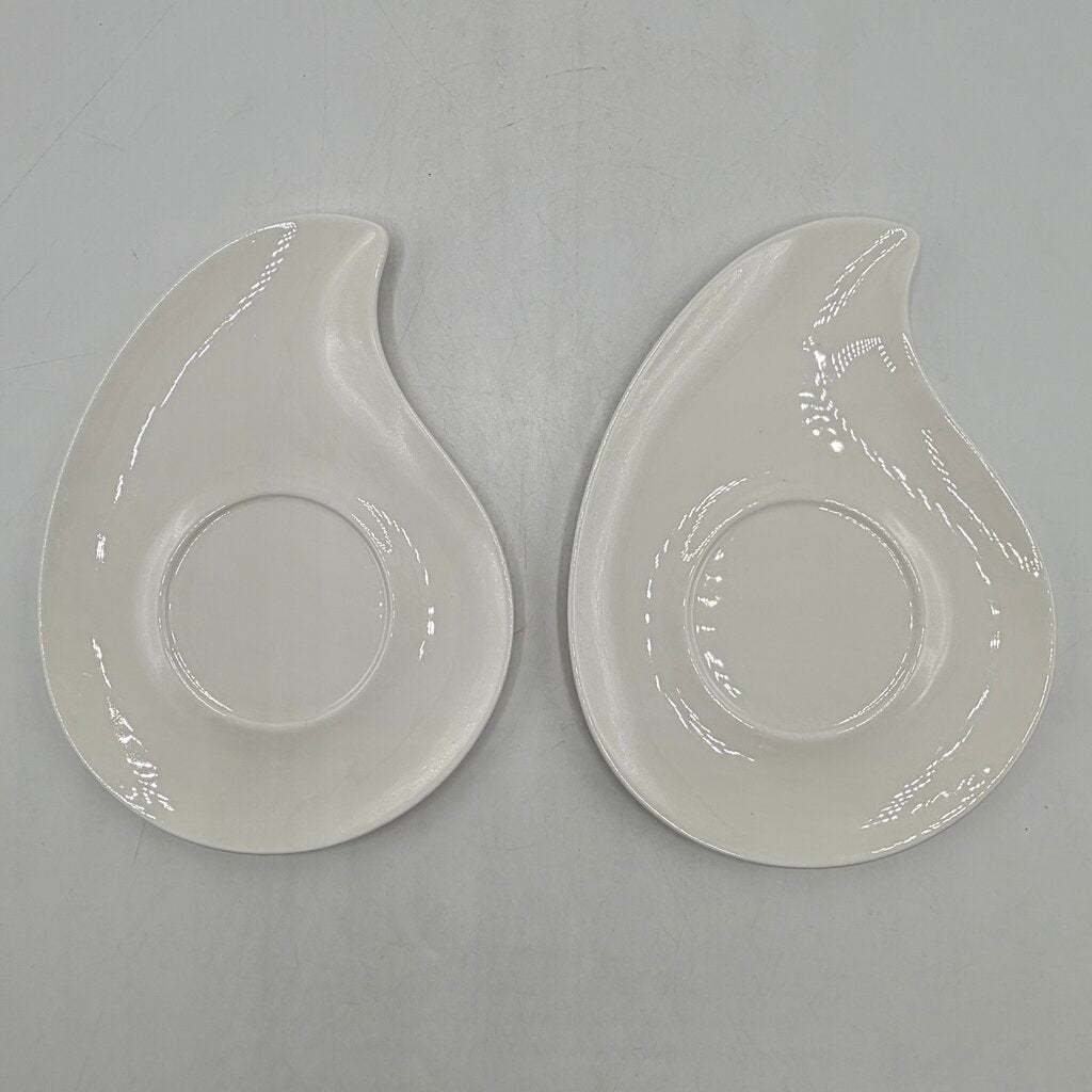 Set Of 2 DEAGOURMET Ninfea Classico Cappuccino Cups & Saucers Fine White Porcelain Made In Italy /cb