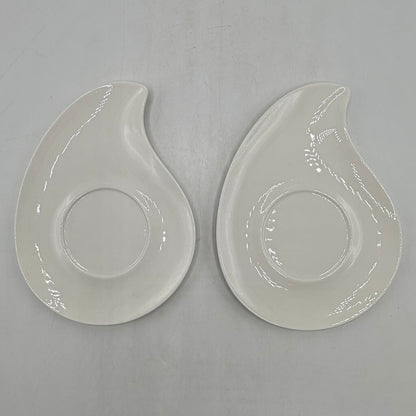 Set Of 2 DEAGOURMET Ninfea Classico Cappuccino Cups & Saucers Fine White Porcelain Made In Italy /cb