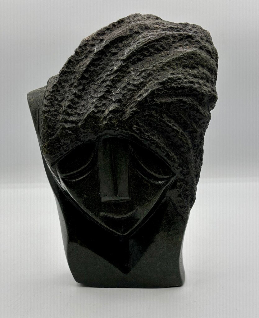 Carved Stone Sculpture Bust Signed Richard Kadzutu /j