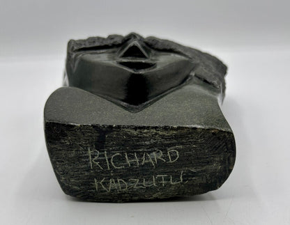 Carved Stone Sculpture Bust Signed Richard Kadzutu /j