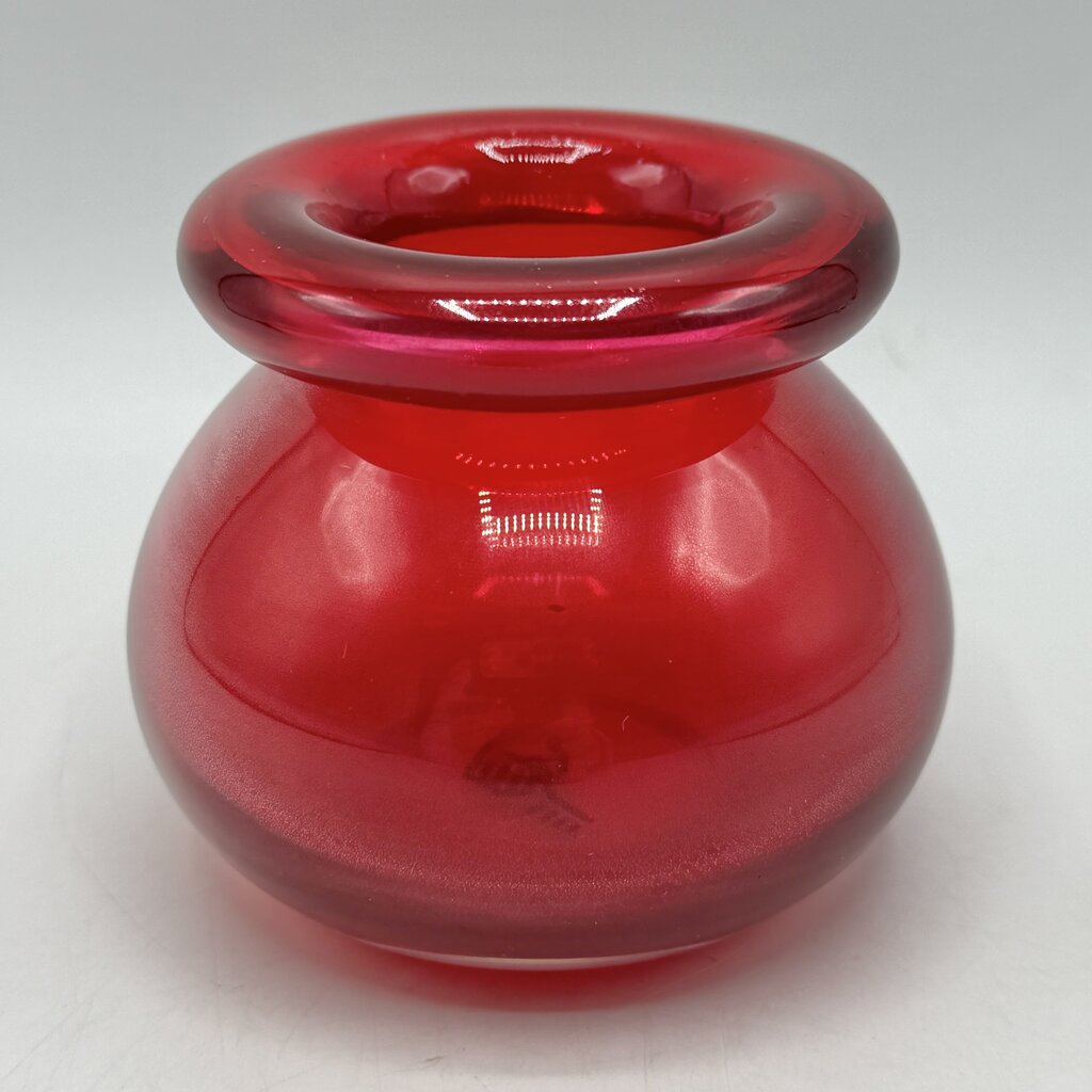 Vintage Maria Vinka For IKEA 3” Handblown Red Rolled Rim Vase /cb