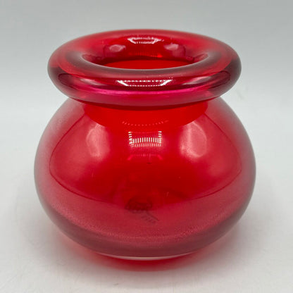 Vintage Maria Vinka For IKEA 3” Handblown Red Rolled Rim Vase /cb