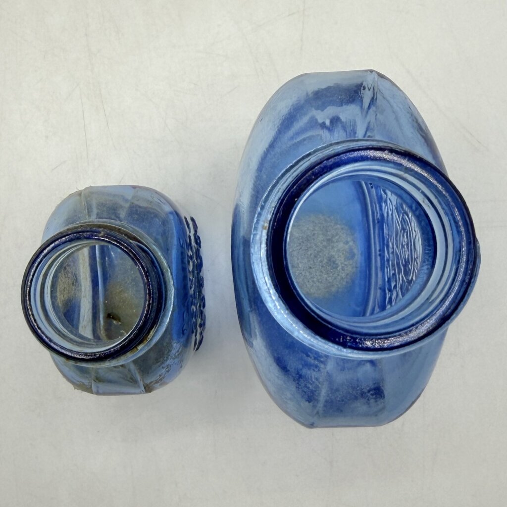 Lot of 4 Vintage Blue Glass Phillips’ Milk of Magnesia Bottles /cb