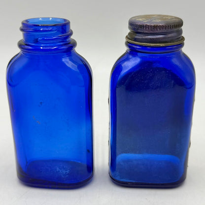 Lot of 4 Vintage Blue Glass Phillips’ Milk of Magnesia Bottles /cb