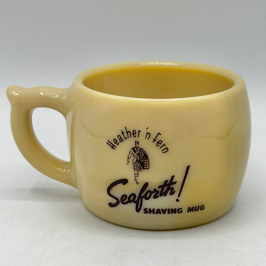 Vintage 1940s Seaforth Heather ‘n Fern Custard Glass Shaving Mug /cb