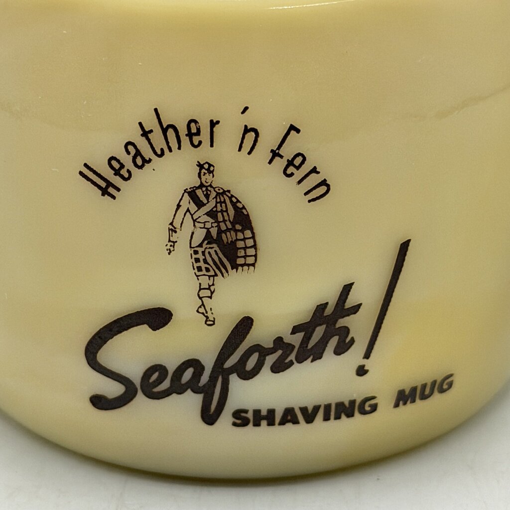 Vintage 1940s Seaforth Heather ‘n Fern Custard Glass Shaving Mug /cb