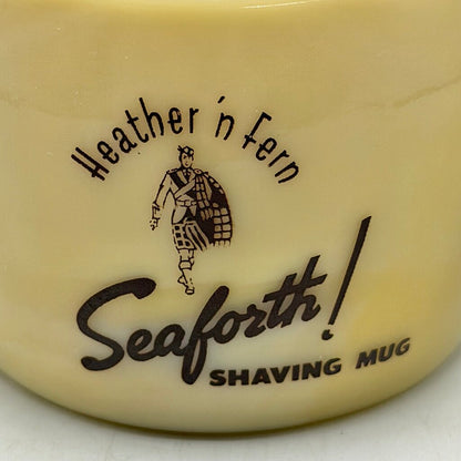 Vintage 1940s Seaforth Heather ‘n Fern Custard Glass Shaving Mug /cb