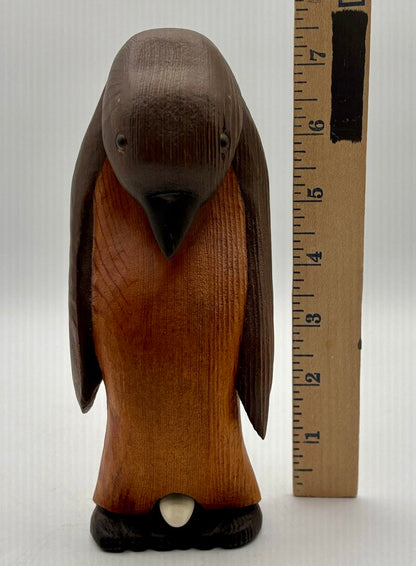 Carved Wooden Pelican 8.5” Artist Signed /j