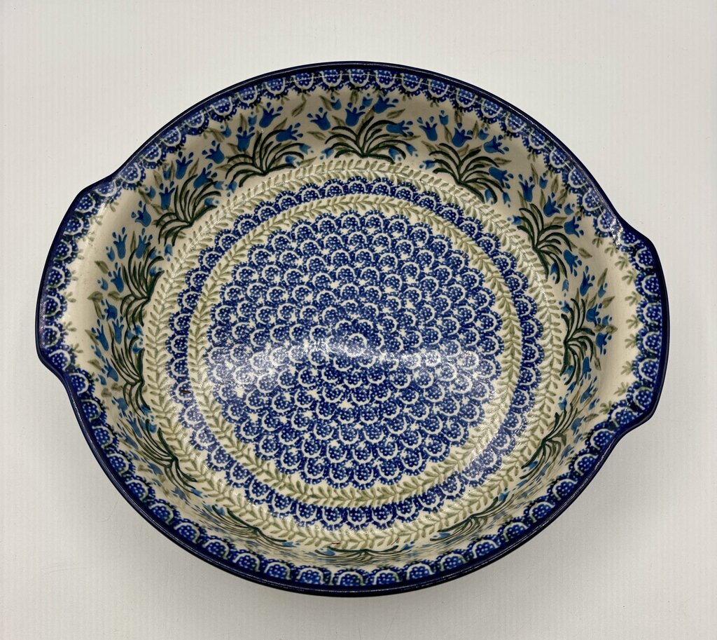 Polish Pottery Blue Bell Pattern 10” Rd. Baker /j