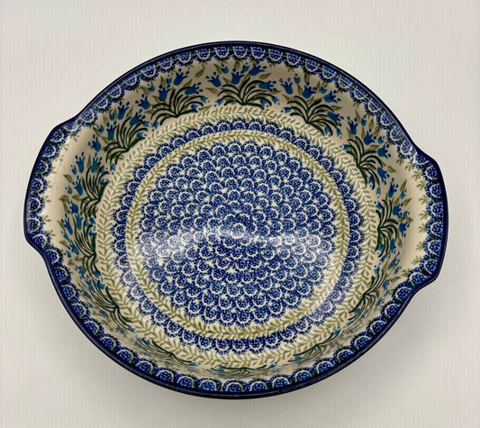 Polish Pottery Blue Bell Pattern 10” Rd. Baker /j