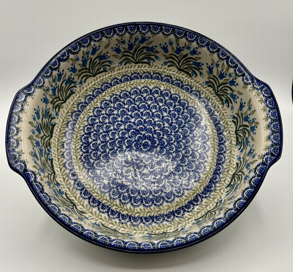 Polish Pottery Blue Bell Pattern 10” Rd. Baker /j