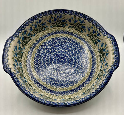 Polish Pottery Blue Bell Pattern 10” Rd. Baker /j
