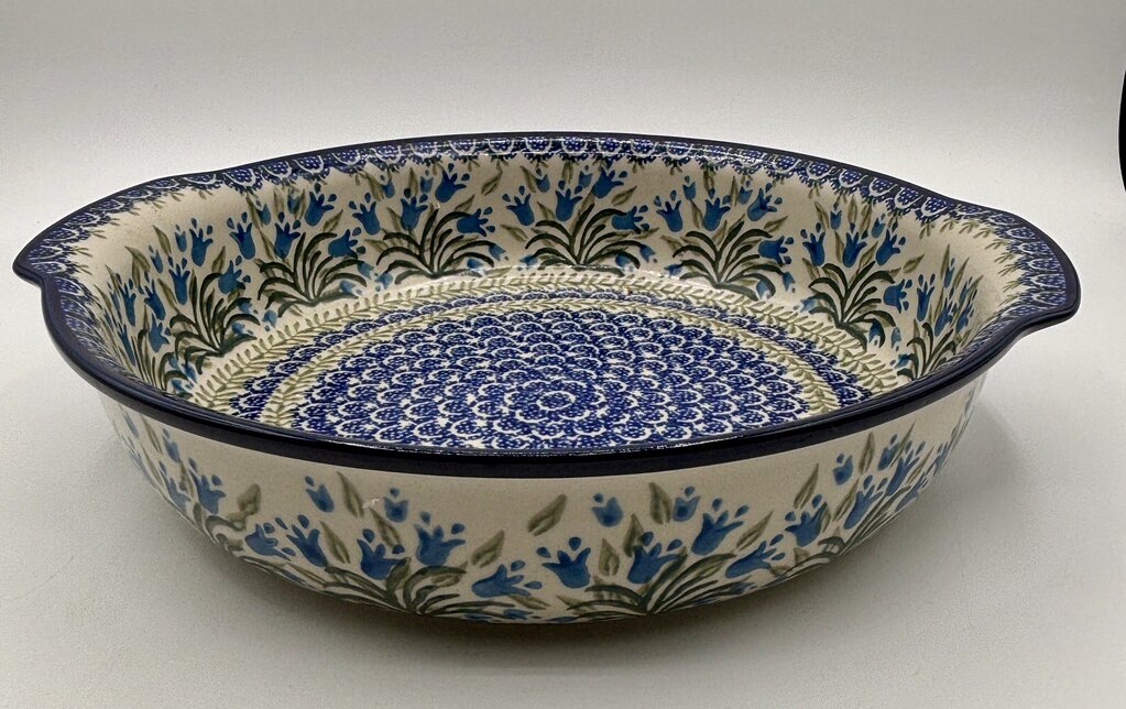 Polish Pottery Blue Bell Pattern 10” Rd. Baker /j
