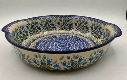 Polish Pottery Blue Bell Pattern 10” Rd. Baker /j