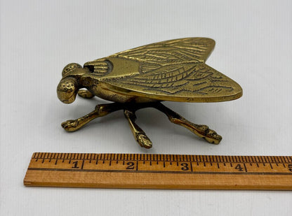 Vtg. Brass Fly Vesta Case/Trinket Box /j