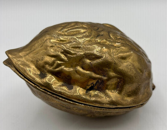 Vtg. Solid Brass MCM Hinged Walnut Shaped Nut Cracker /j