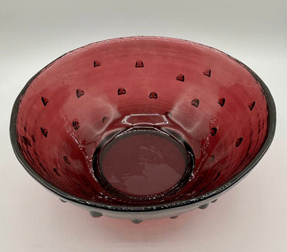 Vtg. Large Blenko Amethyst Bowl Glass Studded Brutalist 10 5/8” /j