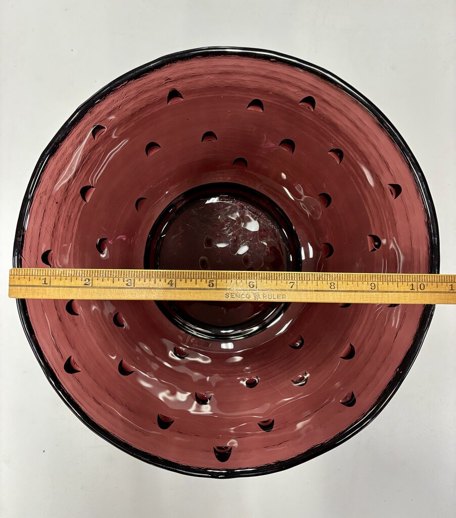 Vtg. Large Blenko Amethyst Bowl Glass Studded Brutalist 10 5/8” /j