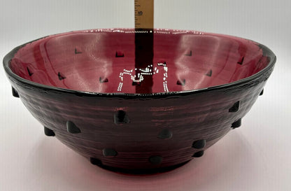 Vtg. Large Blenko Amethyst Bowl Glass Studded Brutalist 10 5/8” /j