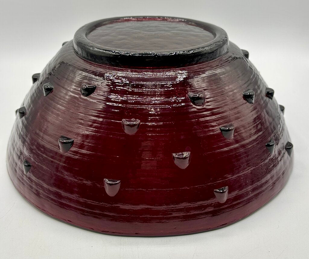 Vtg. Large Blenko Amethyst Bowl Glass Studded Brutalist 10 5/8” /j