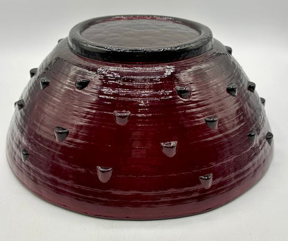 Vtg. Large Blenko Amethyst Bowl Glass Studded Brutalist 10 5/8” /j