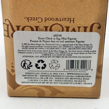 Enesco Jim Shore Heartwood Creek 2022 Easter Chick in Egg Mini Figurine /cb