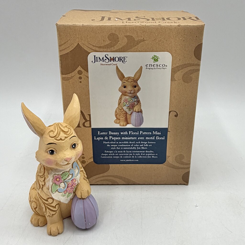 Enesco Jim Shore Heartwood Creek 2022 Easter Bunny With Floral Pattern Mini Figurine /cb