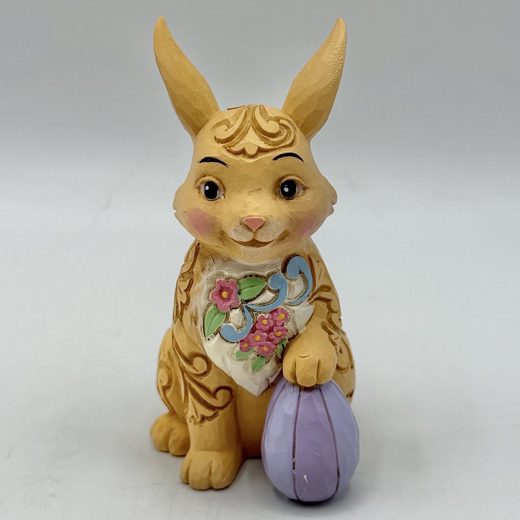 Enesco Jim Shore Heartwood Creek 2022 Easter Bunny With Floral Pattern Mini Figurine /cb