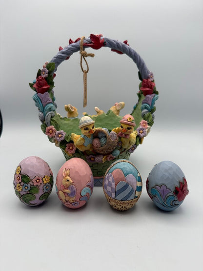 Jim Shore "Easter Cheer Found Here" 17th Annual Set Easter Basket #6008810 /rw