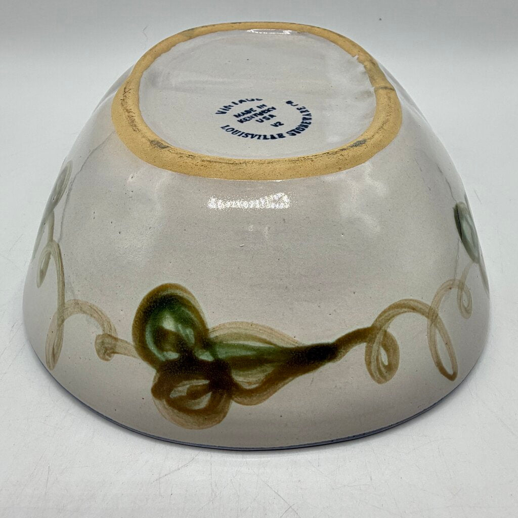 Louisville Stoneware Vintage Blue Grapes Divided Dish Made in Kentucky USA /cb