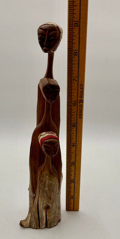 Hand Carved Wooden Sculpture of 3 Women Mozambique /j