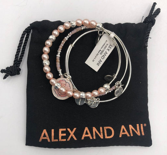 Alex & Ani Women’s Art Infusion, Rose Set of 3 Pink Expandable Bangle Bracelets