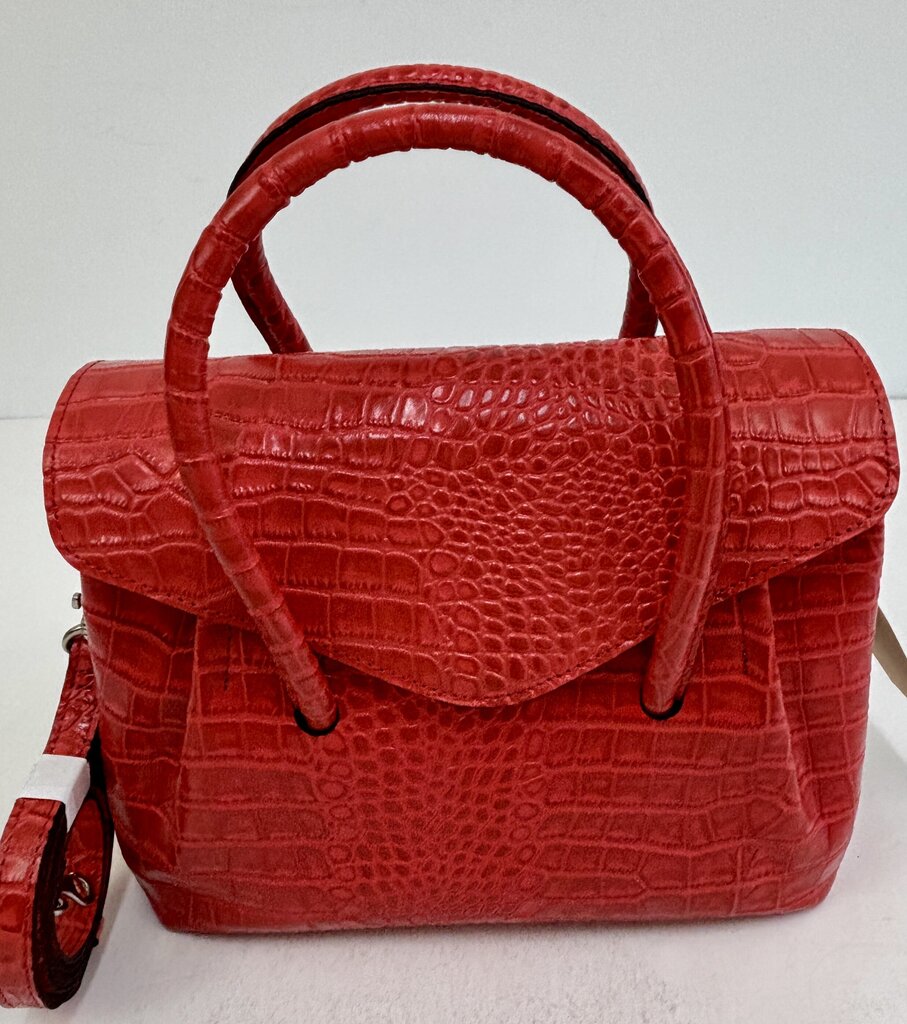 NWT Patricia Nash Croc Embossed Leather Notely Satchel Handbag Papaya /j