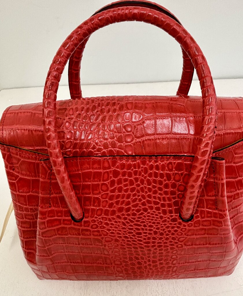 NWT Patricia Nash Croc Embossed Leather Notely Satchel Handbag Papaya /j