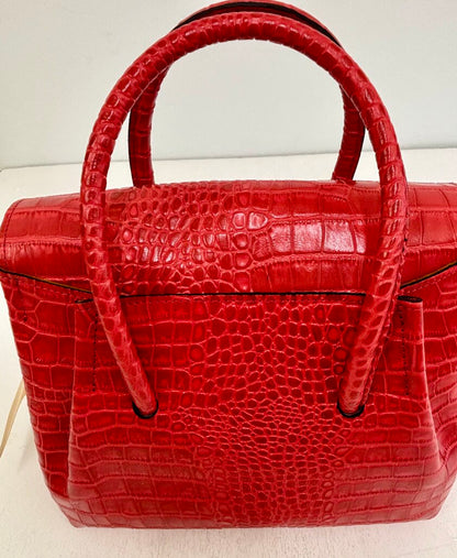 NWT Patricia Nash Croc Embossed Leather Notely Satchel Handbag Papaya /j
