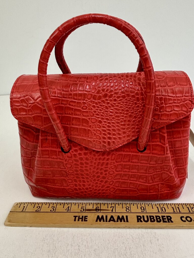 NWT Patricia Nash Croc Embossed Leather Notely Satchel Handbag Papaya /j
