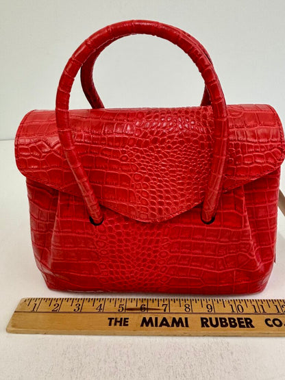 NWT Patricia Nash Croc Embossed Leather Notely Satchel Handbag Papaya /j