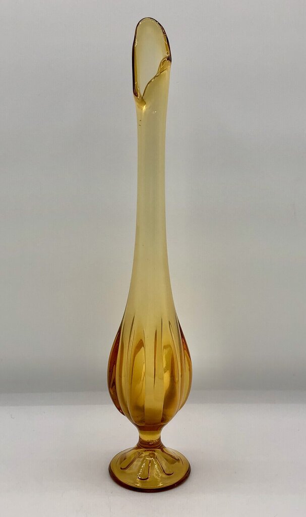 Viking Glass 6 Petal Amber Swung Vase 13” /b